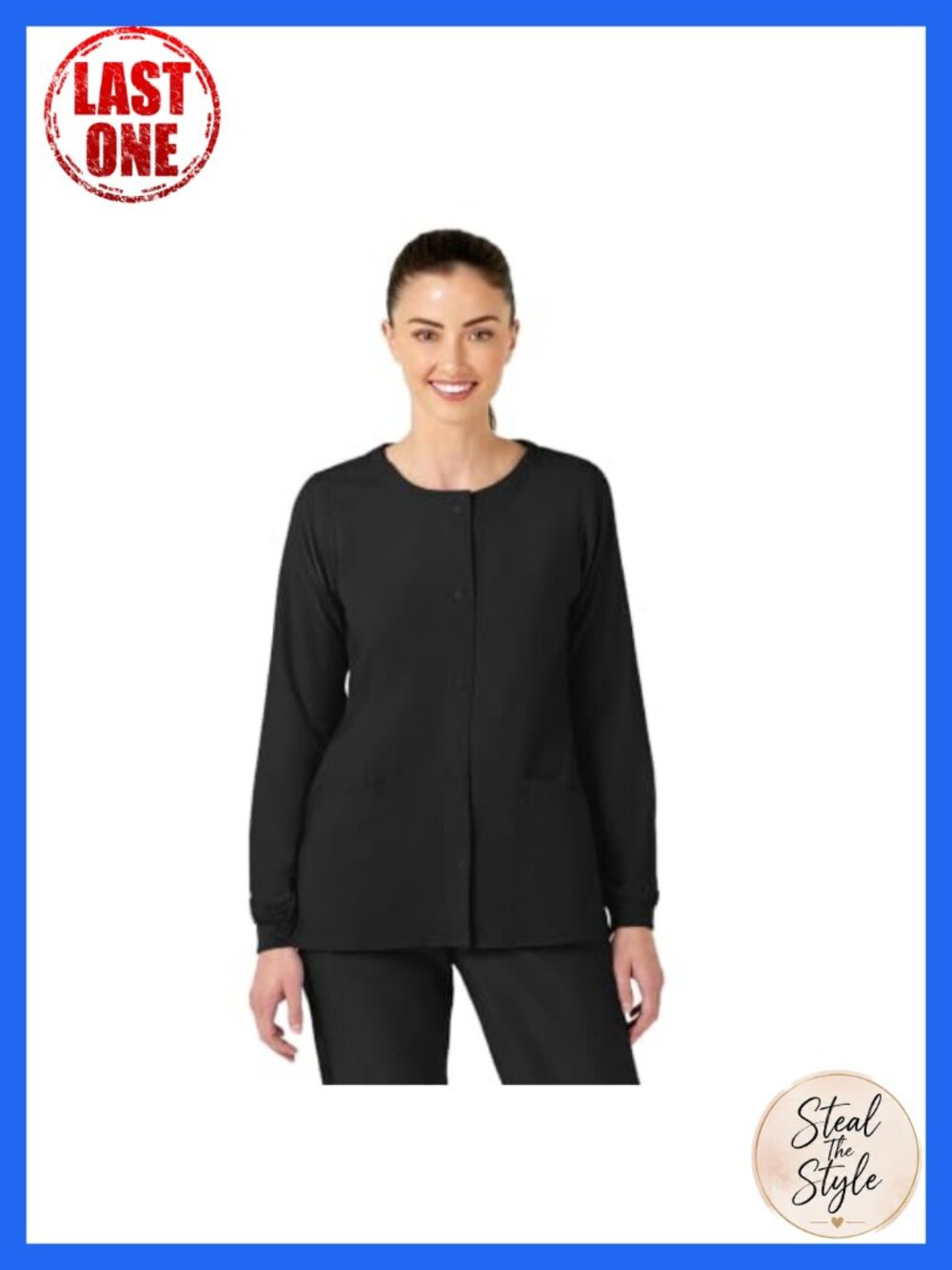 Women's Crew Neck Warm Up Scrub Jacket Long Sleeve Medical Uniform